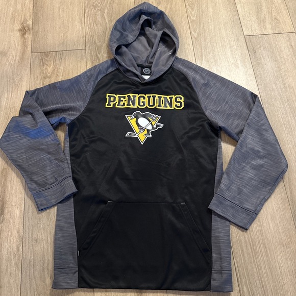 Pittsburgh Penguins NHL Hoodie‎ Hockey Logo Black Grey Youth XXL Preowned - Picture 1 of 8